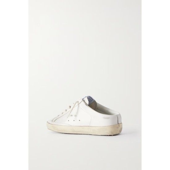 Super-Star Sabot distressed suede-trimmed leather slip-on sneakers Super-Star Sabot distressed suede-trimmed leather slip-on sneakers