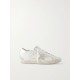 Super-Star embellished distressed suede-trimmed leather sneakers Super-Star embellished distressed suede-trimmed leather sneakers