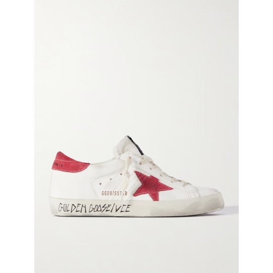 Super-Star suede-trimmed distressed leather sneakers Super-Star suede-trimmed distressed leather sneakers