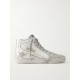 Slide distressed suede and leather high-top sneakers Slide distressed suede and leather high-top sneakers