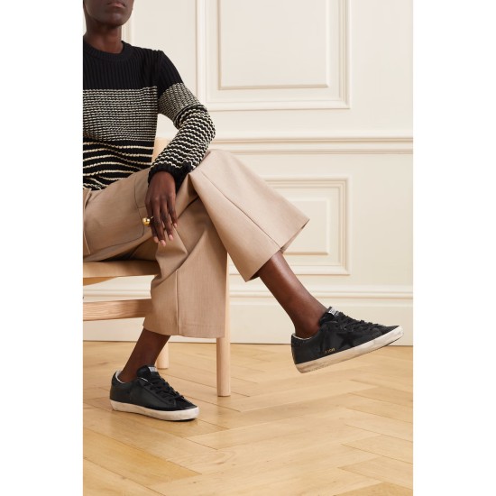 Super-Star distressed glittered leather and suede sneakers Super-Star distressed glittered leather and suede sneakers