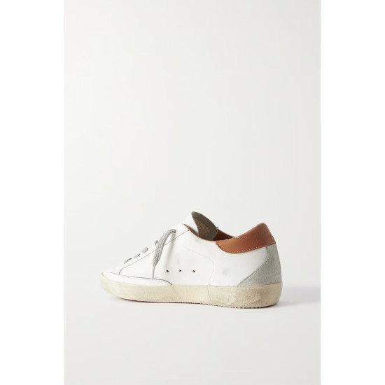 Super-Star suede-trimmed distressed leather sneakers Super-Star suede-trimmed distressed leather sneakers
