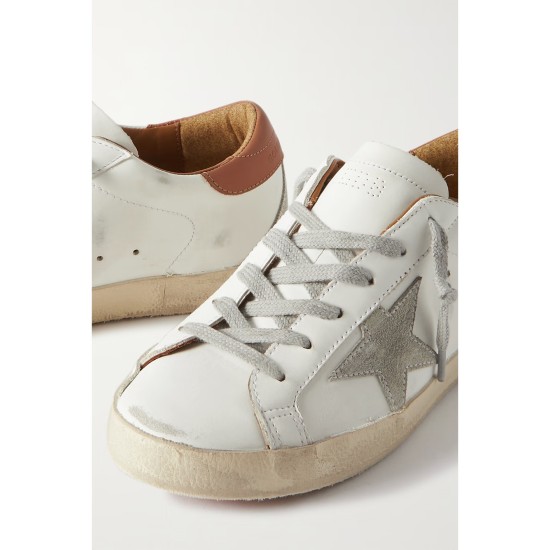 Super-Star suede-trimmed distressed leather sneakers Super-Star suede-trimmed distressed leather sneakers