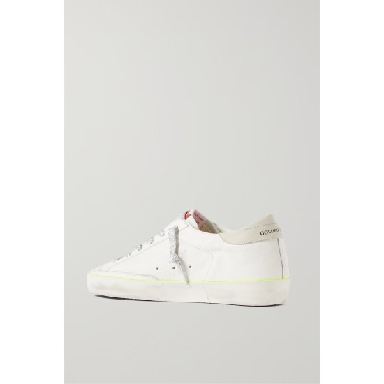 Superstar distressed embroidered textured-leather sneakers Superstar distressed embroidered textured-leather sneakers