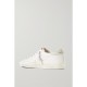 Superstar distressed embroidered textured-leather sneakers Superstar distressed embroidered textured-leather sneakers