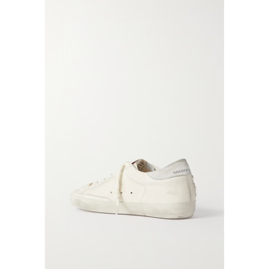 Superstar pearl-embellished distressed leather sneakers Superstar pearl-embellished distressed leather sneakers