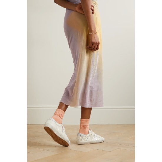 Superstar pearl-embellished distressed leather sneakers Superstar pearl-embellished distressed leather sneakers
