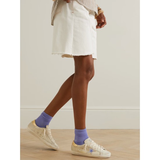 Superstar crystal-embellished distressed leather sneakers Superstar crystal-embellished distressed leather sneakers