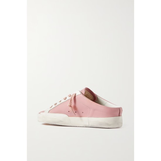 Super-Star Sabot distressed suede-trimmed leather slip-on sneakers Super-Star Sabot distressed suede-trimmed leather slip-on sneakers
