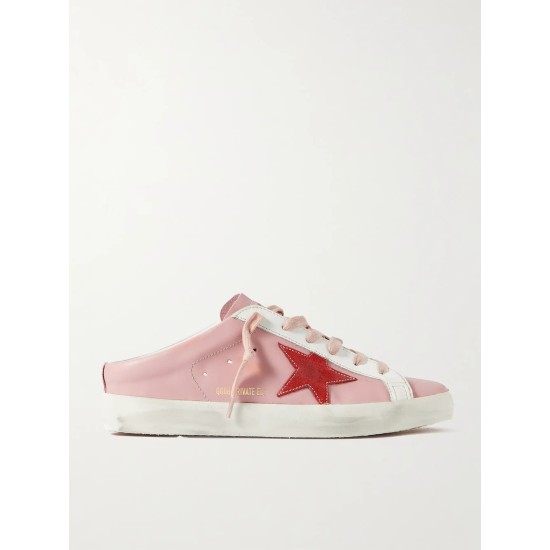 Super-Star Sabot distressed suede-trimmed leather slip-on sneakers Super-Star Sabot distressed suede-trimmed leather slip-on sneakers