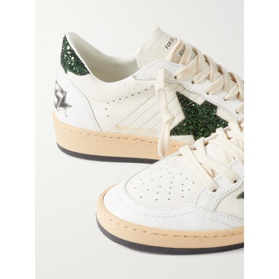 Ballstar glittered distressed leather sneakers Ballstar glittered distressed leather sneakers