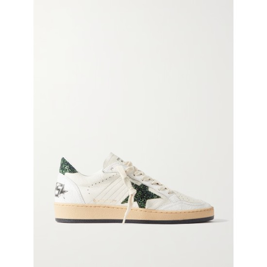 Ballstar glittered distressed leather sneakers Ballstar glittered distressed leather sneakers