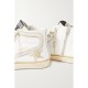 Slide distressed suede and metallic-trimmed leather high-top sneakers Slide distressed suede and metallic-trimmed leather high-top sneakers