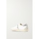 Superstar distressed denim-trimmed glittered leather sneakers Superstar distressed denim-trimmed glittered leather sneakers