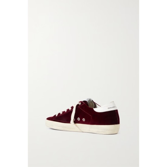 Super-Star distressed leather-trimmed velvet sneakers Super-Star distressed leather-trimmed velvet sneakers