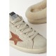 Super-Star Sabot shearling-lined distressed leather-trimmed suede slip-on sneakers Super-Star Sabot shearling-lined distressed leather-trimmed suede slip-on sneakers