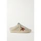 Super-Star Sabot shearling-lined distressed leather-trimmed suede slip-on sneakers Super-Star Sabot shearling-lined distressed leather-trimmed suede slip-on sneakers