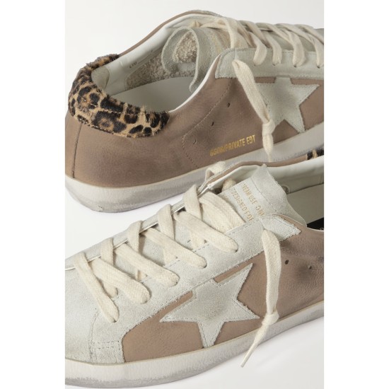 Super-Star distressed calf hair-trimmed nubuck and suede sneakers Super-Star distressed calf hair-trimmed nubuck and suede sneakers