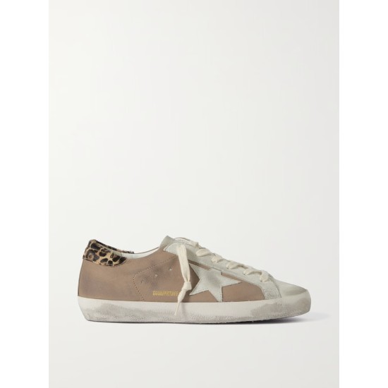 Super-Star distressed calf hair-trimmed nubuck and suede sneakers Super-Star distressed calf hair-trimmed nubuck and suede sneakers