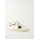 Mid Star shearling-lined distressed leopard-print calf hair, suede and leather sneakers Mid Star shearling-lined distressed leopard-print calf hair, suede and leather sneakers