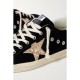 Super-Star eyelet-embellished distressed glittered leather and velvet sneakers Super-Star eyelet-embellished distressed glittered leather and velvet sneakers