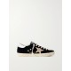 Super-Star eyelet-embellished distressed glittered leather and velvet sneakers Super-Star eyelet-embellished distressed glittered leather and velvet sneakers