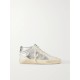 Mid Star distressed suede-trimmed metallic snake-effect leather sneakers Mid Star distressed suede-trimmed metallic snake-effect leather sneakers