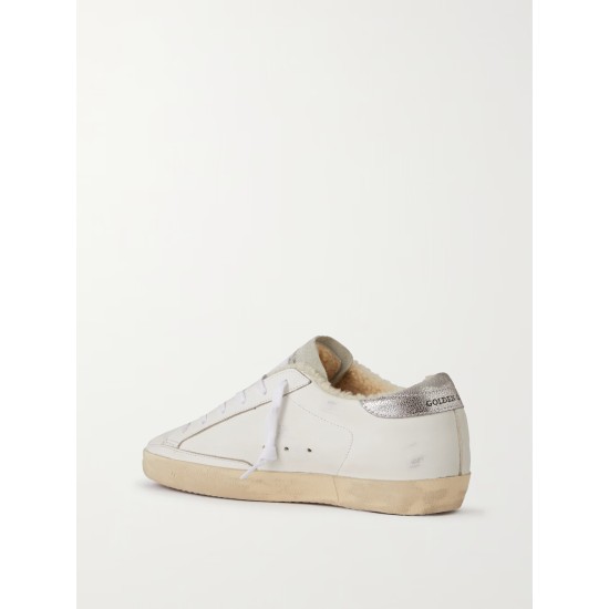 Super-Star shearling-lined distressed suede and leather sneakers Super-Star shearling-lined distressed suede and leather sneakers