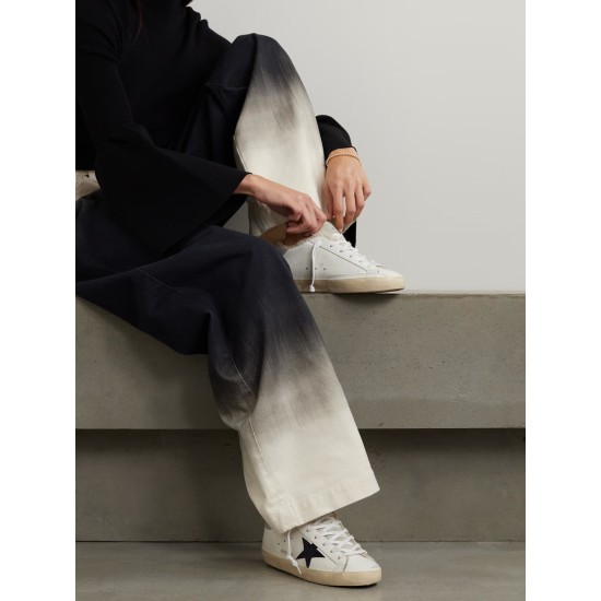 Super-Star shearling-lined distressed suede and leather sneakers Super-Star shearling-lined distressed suede and leather sneakers
