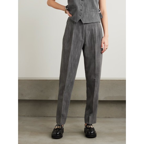 Pleated wool-blend straight-leg pants Pleated wool-blend straight-leg pants