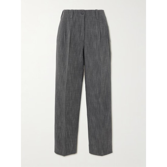 Pleated wool-blend straight-leg pants Pleated wool-blend straight-leg pants