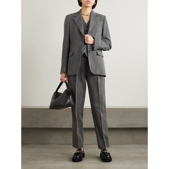 Pleated wool-blend straight-leg pants Pleated wool-blend straight-leg pants