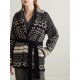Belted crystal-embellished jacquard-knit wool cardigan Belted crystal-embellished jacquard-knit wool cardigan