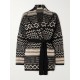 Belted crystal-embellished jacquard-knit wool cardigan Belted crystal-embellished jacquard-knit wool cardigan