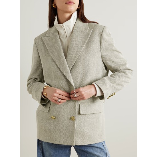 Journey double-breasted herringbone cotton blazer Journey double-breasted herringbone cotton blazer