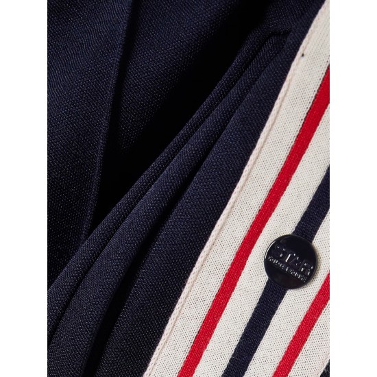 Button-detailed webbing-trimmed jersey wide-leg track pants Button-detailed webbing-trimmed jersey wide-leg track pants