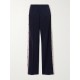 Button-detailed webbing-trimmed jersey wide-leg track pants Button-detailed webbing-trimmed jersey wide-leg track pants