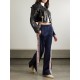 Button-detailed webbing-trimmed jersey wide-leg track pants Button-detailed webbing-trimmed jersey wide-leg track pants
