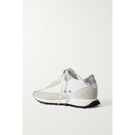 Running Marathon distressed leather-trimmed shell and suede sneakers Running Marathon distressed leather-trimmed shell and suede sneakers