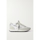 Running Marathon distressed leather-trimmed shell and suede sneakers Running Marathon distressed leather-trimmed shell and suede sneakers