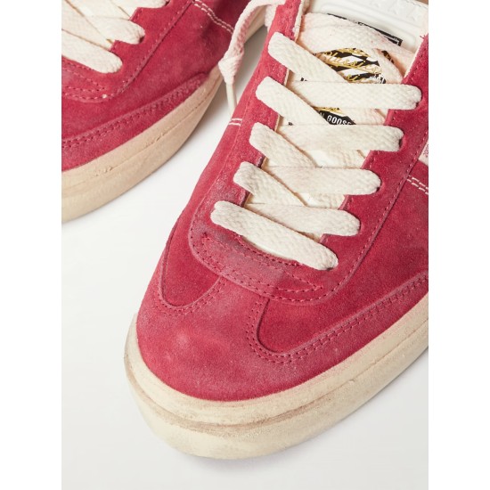 Soul-Star distressed leather-trimmed suede sneakers Soul-Star distressed leather-trimmed suede sneakers