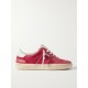 Soul-Star distressed leather-trimmed suede sneakers Soul-Star distressed leather-trimmed suede sneakers