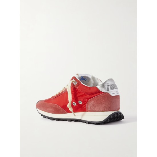 Running Marathon metallic leather-trimmed suede and shell sneakers Running Marathon metallic leather-trimmed suede and shell sneakers