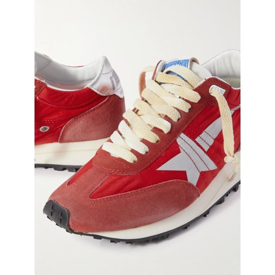 Running Marathon metallic leather-trimmed suede and shell sneakers Running Marathon metallic leather-trimmed suede and shell sneakers
