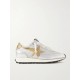 Running Marathon metallic leather-trimmed shell sneakers Running Marathon metallic leather-trimmed shell sneakers