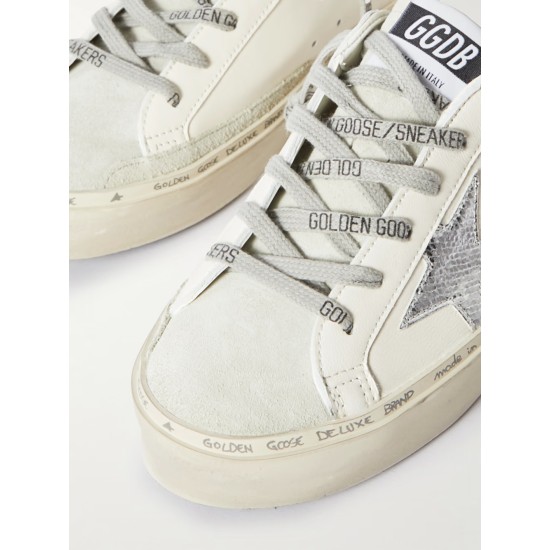 Hi Star distressed suede- and snake-effect-trimmed leather sneakers Hi Star distressed suede- and snake-effect-trimmed leather sneakers