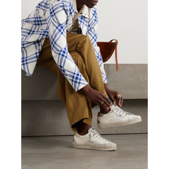 Hi Star distressed suede- and snake-effect-trimmed leather sneakers Hi Star distressed suede- and snake-effect-trimmed leather sneakers