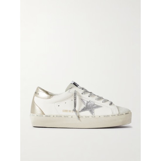 Hi Star distressed suede- and snake-effect-trimmed leather sneakers Hi Star distressed suede- and snake-effect-trimmed leather sneakers