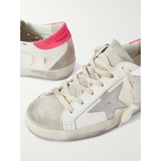 Super-Star distressed suede-trimmed leather sneakers Super-Star distressed suede-trimmed leather sneakers