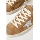 Super-Star distressed glittered leather-trimmed suede sneakers Super-Star distressed glittered leather-trimmed suede sneakers